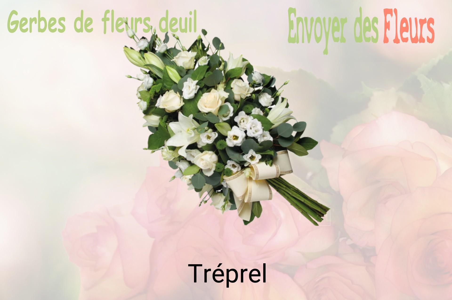 Gerbe de fleurs de deuil livrée à Tréprel
